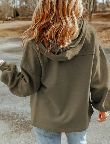 Draw String Hooded Jacket | Army Green